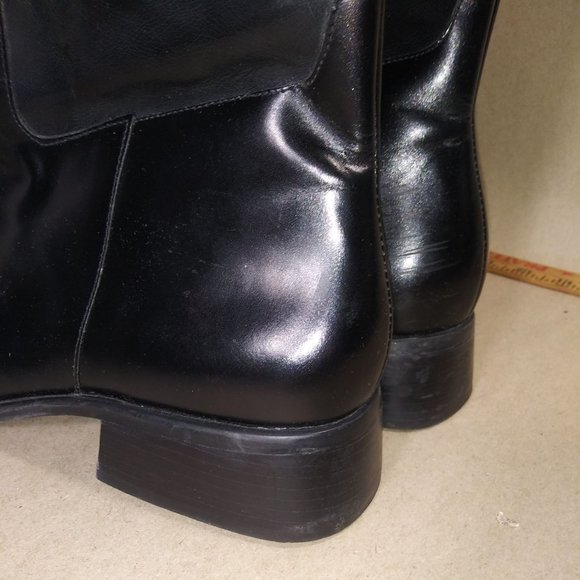 Danelle Black Leather Granny Boots Size 10M - Picture 3 of 6